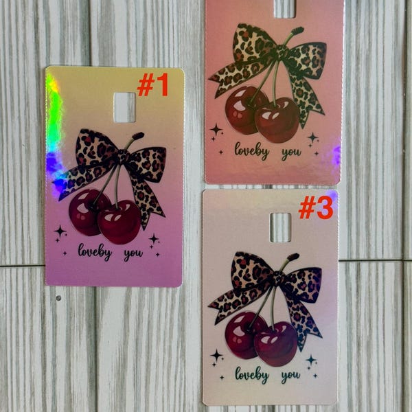 Debit Sticker Cherry Coquette Bow, Vinyl Waterproof Sticker for Credit Cards