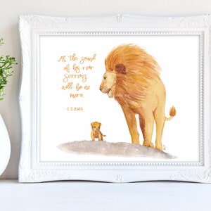 Aslan Art Print - Narnia Wall Art, Narnia Baby Art, C.S. Lewis Quote, Nursery Art Print, Lion cub painting, Watercolor Lion Art