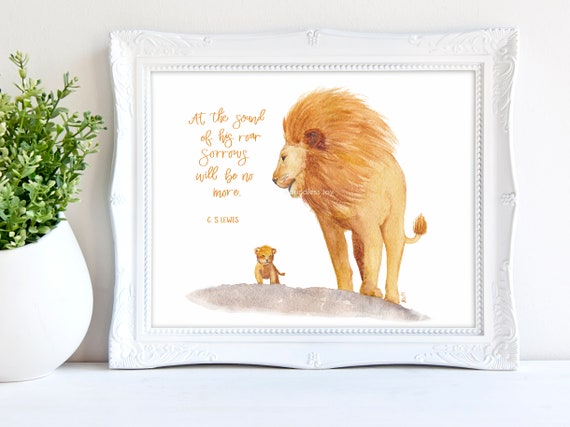  Be Strong and Courageous Wall Art for Boys - Aslan inspired art  - Narnia : Handmade Products