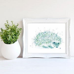 Watercolor Hedgehog Art Print - Woodland Nursery Animal Art, Hedgehog Nursery Print, Hedgehog Gift