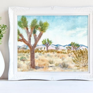 Joshua Tree National Park Watercolor Art Print - California desert landscape, Joshua Tree painting, High Desert Art, Travel Souvenir