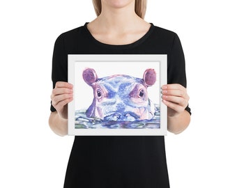 Fiona the Hippo Framed Poster - Baby Hippo Wall Art, TeamFiona, Hippo Gift, Nursery Poster, Cincinnati Zoo Animal