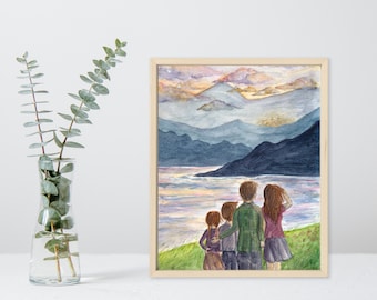 Chronicles of Narnia Art Print - Pevensie children painting, C.S. Lewis Wall Art, The Lion The Witch and the Wardrobe Art