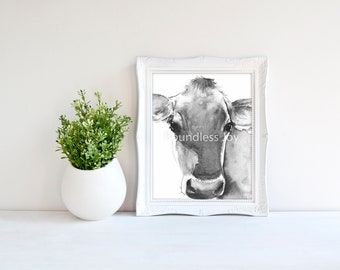 Holstein Cow Watercolor Art Print – Farmhouse Style