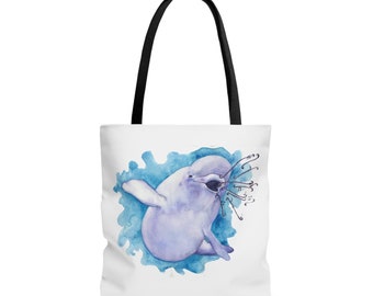 Baby Beluga Tote Bag - Beluga Whale Bag, Ocean Gift, Arctic Animal, Whale Gift