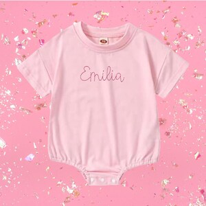 Baby Girl Personalized Embroidered Bubble Romper
