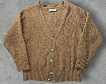 Vintage Benetton Cardigan Sweater Small Brown Wool Blend 80s 90s Knit