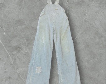 Vintage 1970s Osh Kosh B'Gosh Hickory Stripe Overalls 36x34 USA Union Made Blue