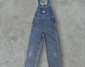 Vintage 1960s/70s Sears Denim Overalls 34x30 Scovill Zip Blue 34x30