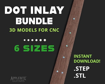 Electric Guitar Custom Fretboard | 3D files for CNC Router | Standard Dots Multiple Sizes