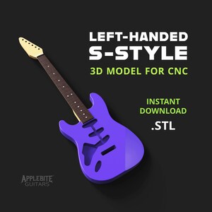 Left-Handed SSS S-Style Electric Guitar 3D files for CNC Router Digital STL files Instant Download