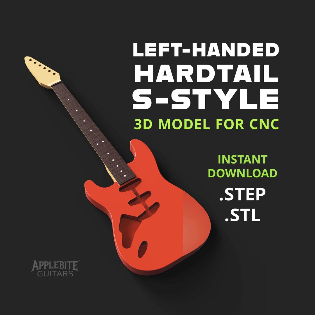 Left-handed S-style Guitar 3D Model for CNC (.STEP & .STL) - Etsy