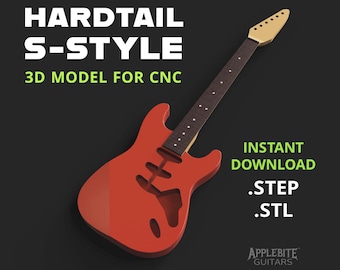 Modello 3D di chitarra stile S per lavorazione CNC (.STEP, .STL)