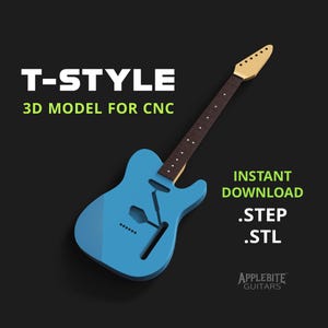 T-Style Electric Guitar 3D Model for CNC Machining and 3D Printing Instant Download! step stl files