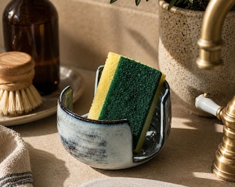 Handmade Ceramic Sponge Holder, Kitchen Sink Organizer, Sponge Drying Rack