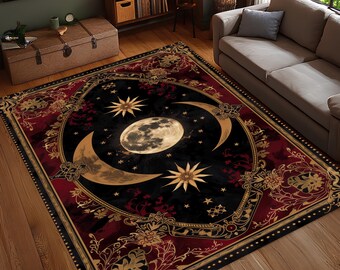 Gothic Mond Stern Teppich: Rot & Schwarz Celestial Decor