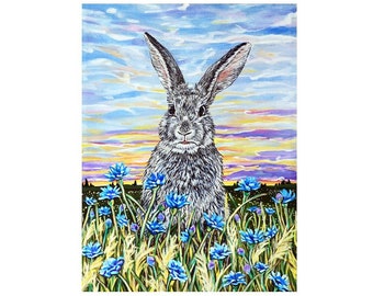 Bunny Rabbit Acrylic Painting - Sunrise Bunny