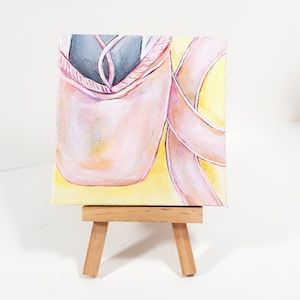 Pointe Shoe Painting - Small Acrylic Painting with Easel