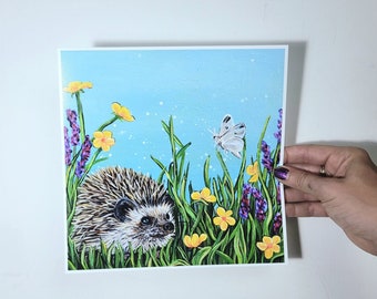 Hedgehog Butterfly Fine Art Giclee Print