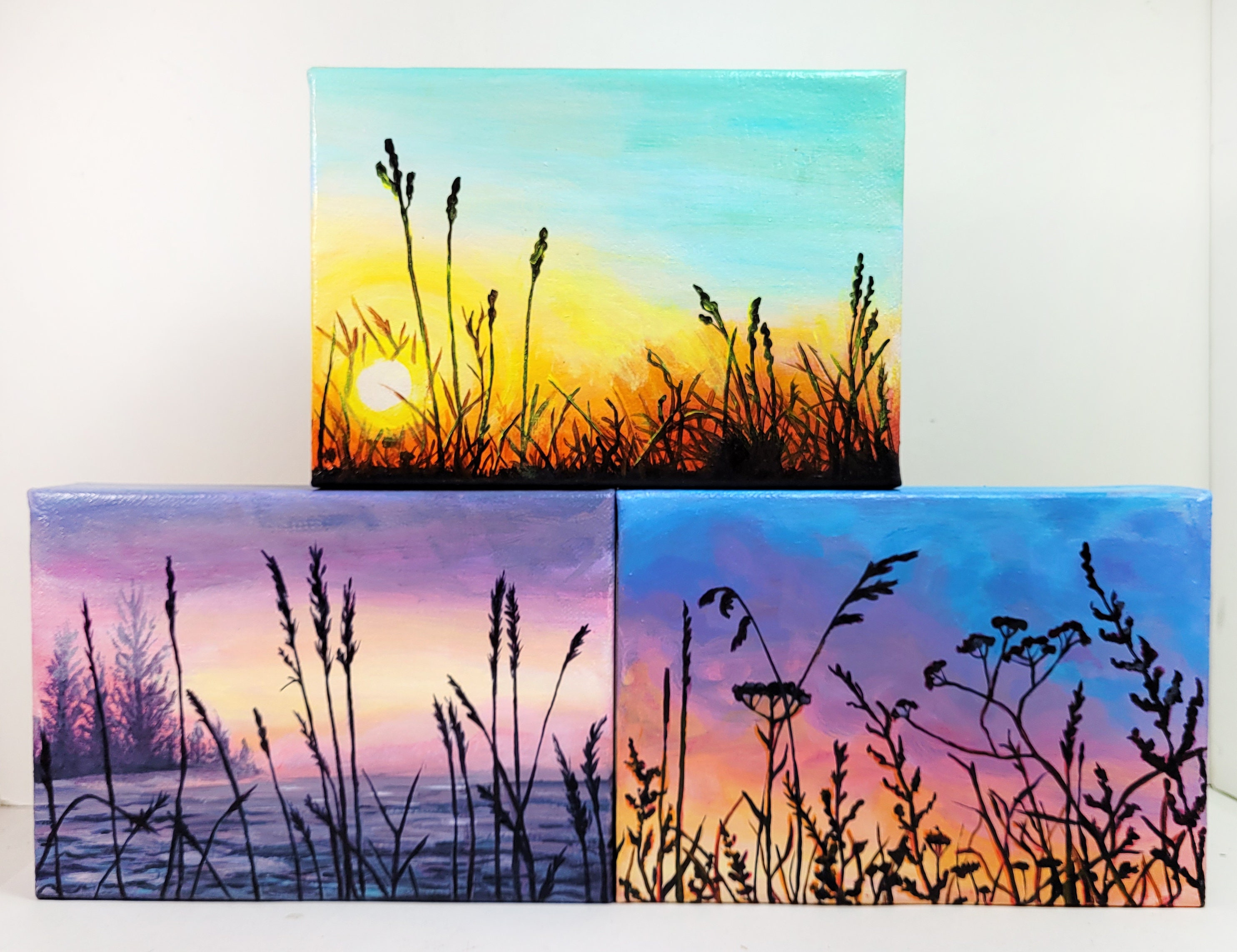 有明海の夕焼けを、描いた、P６号のアクリル画です。私の作品です。 有明海の夕焼けを、描いた、P6号のアクリル画です。私の作品です。