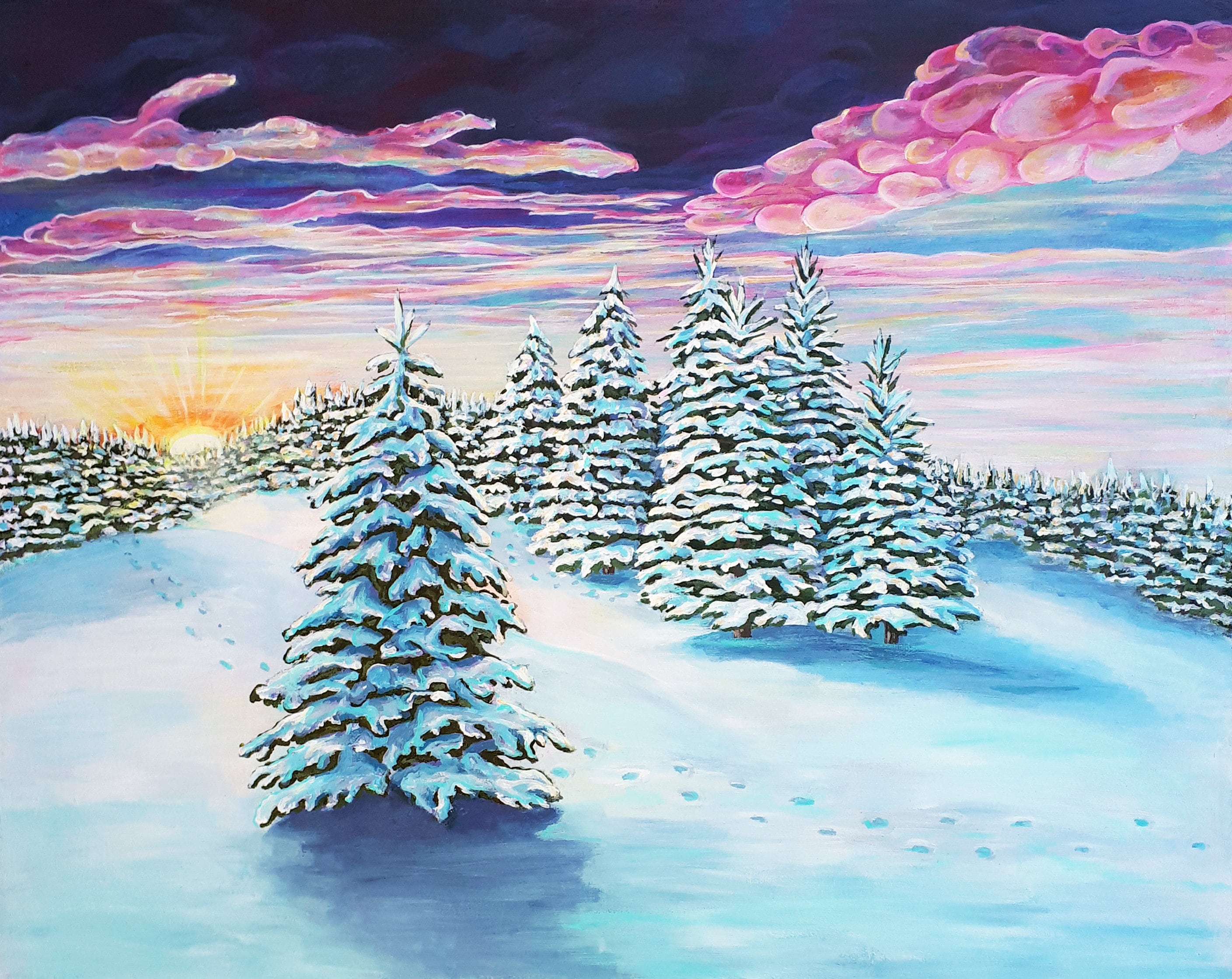 Original Acrylic Winter Snow Landscape Painting - Etsy Israel, image size:2817x2238