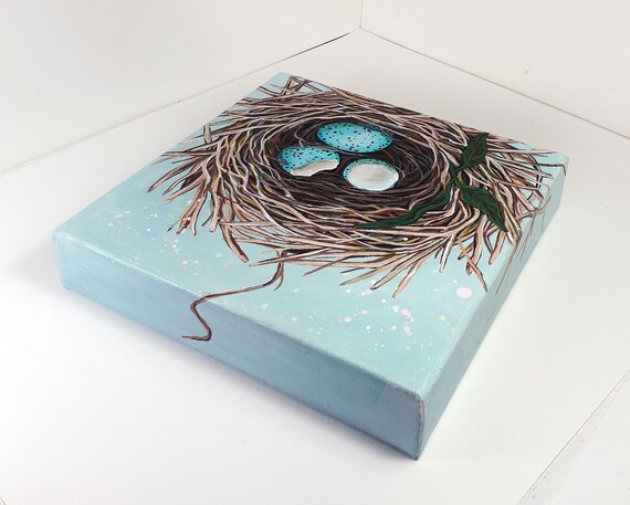 鳥の巣の絵 割れた卵 - 3 - Etsy 日本