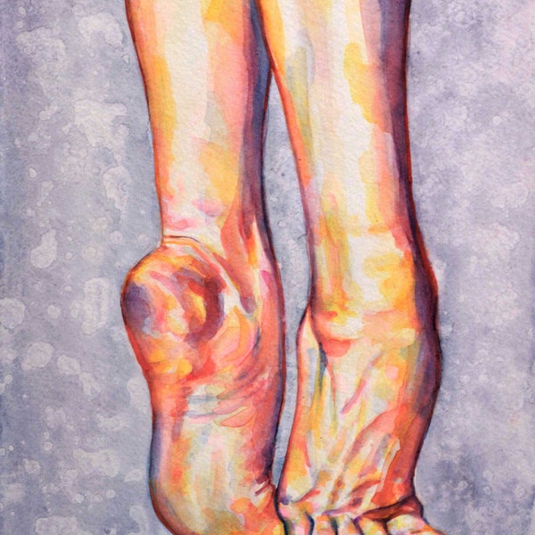 watercolor painting of dancing feet - Rise Up