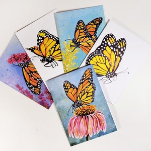 Cartões de felicitações de borboleta - conjunto de 5 cartões de borboleta monarca