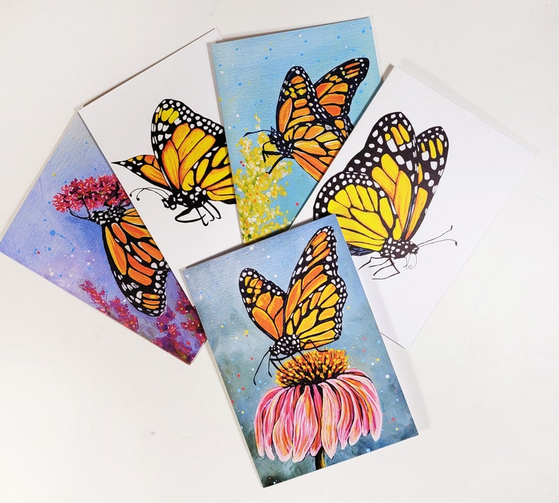 Monarch Butterfly Greeting Cards - Art Prints, Set of 5 - Etsy