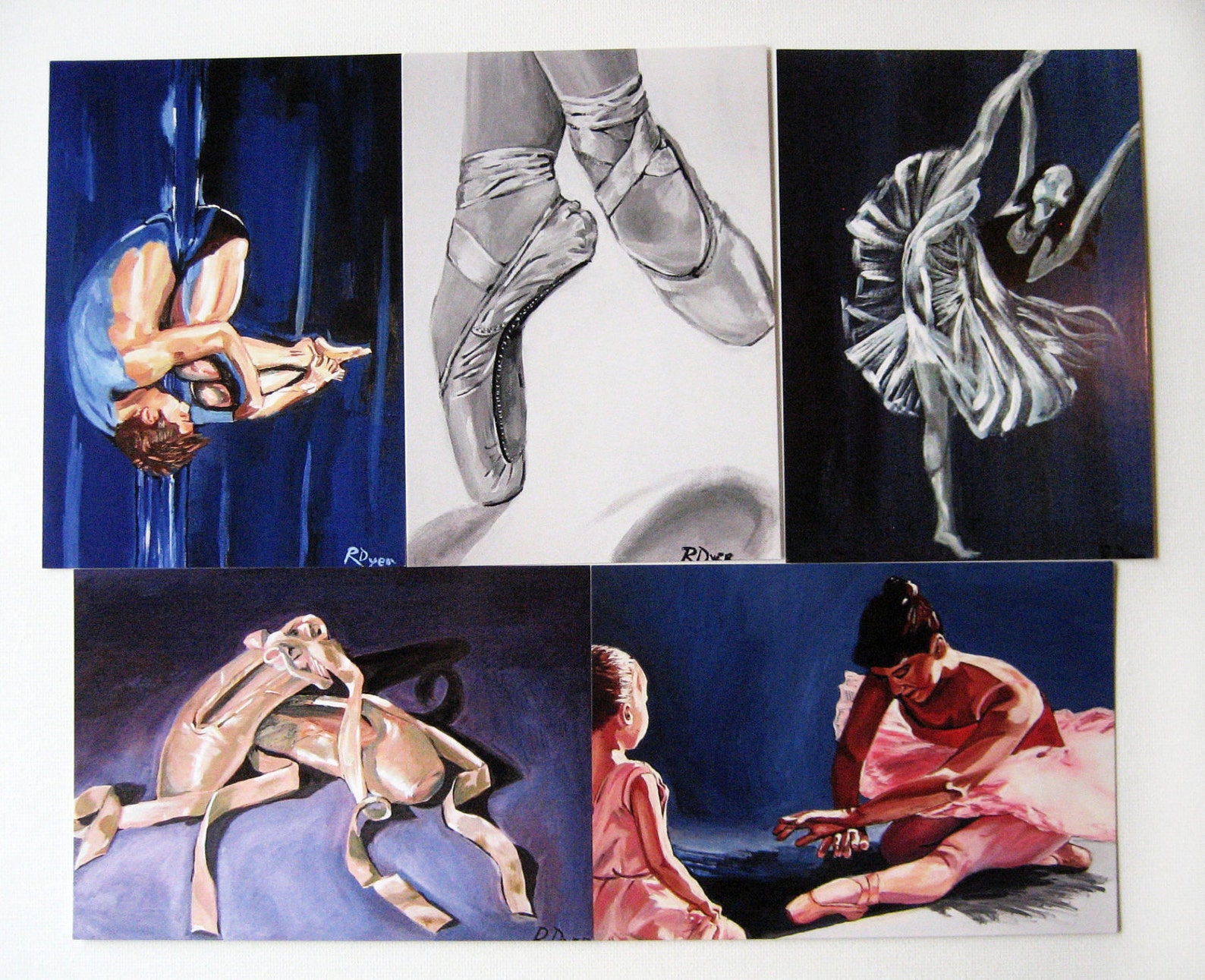 dance giclee ballet postcards - set of 5 dance giclee ballet postcards - set of 5
