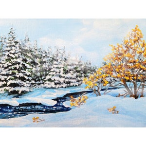 Winter Landscape Original Acrylic painting study