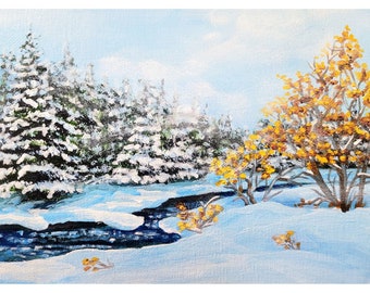 Winter Landscape Original Acrylic painting study