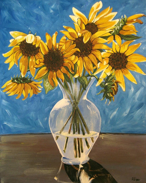 Druck Vase Mit Sonnenblumen Etsy