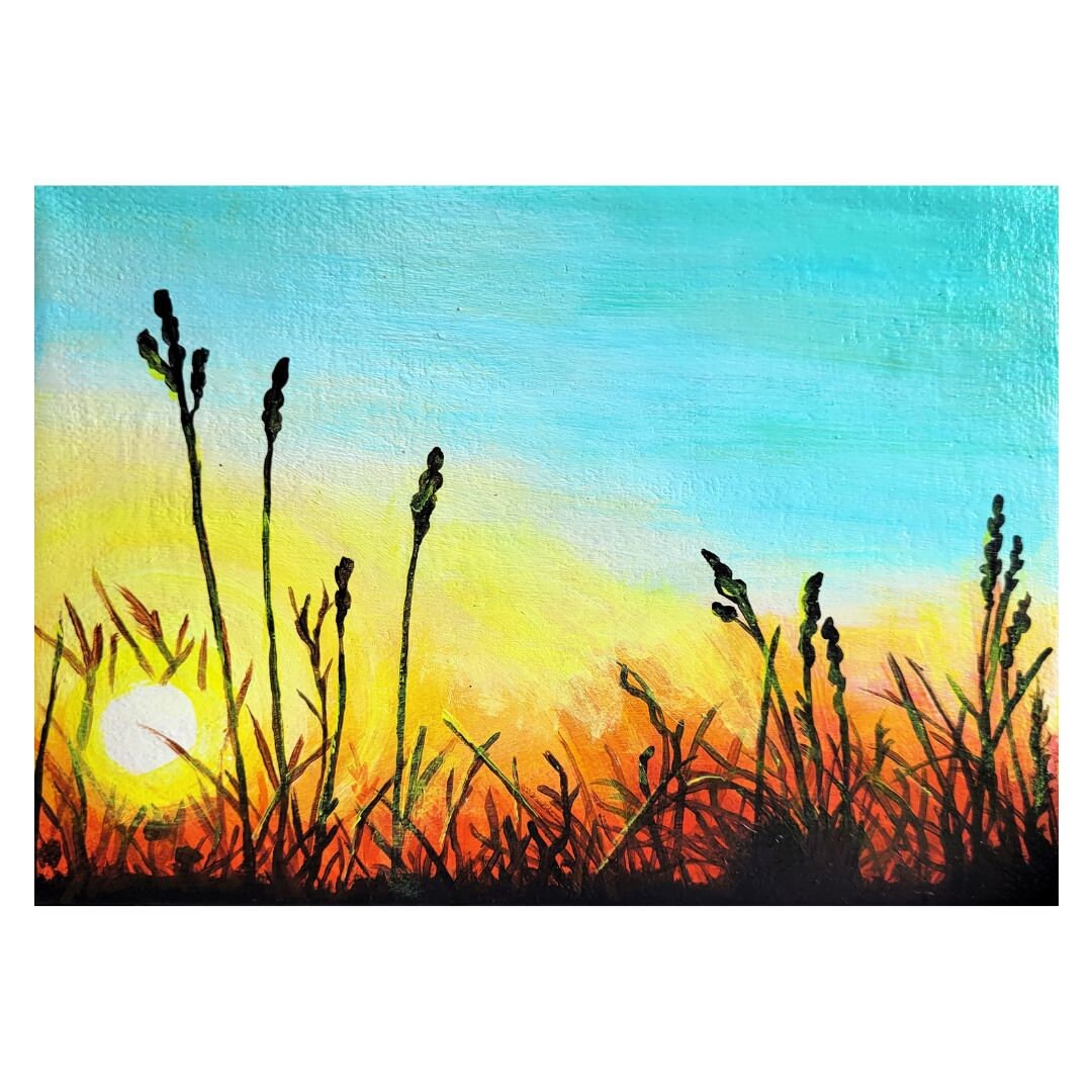 有明海の夕焼けを、描いた、P６号のアクリル画です。私の作品です。 激安単価で 有明海の夕焼けを、描いた、P6号のアクリル画です