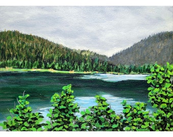 Original Forest Landscape Acrylic Painting - Lightning Lake