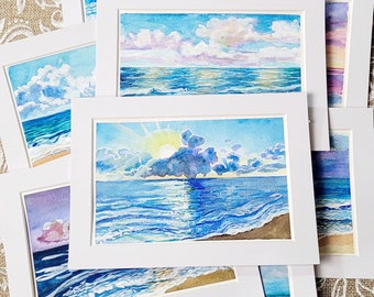 Ocean seascape beach Watercolour landscape original paintings