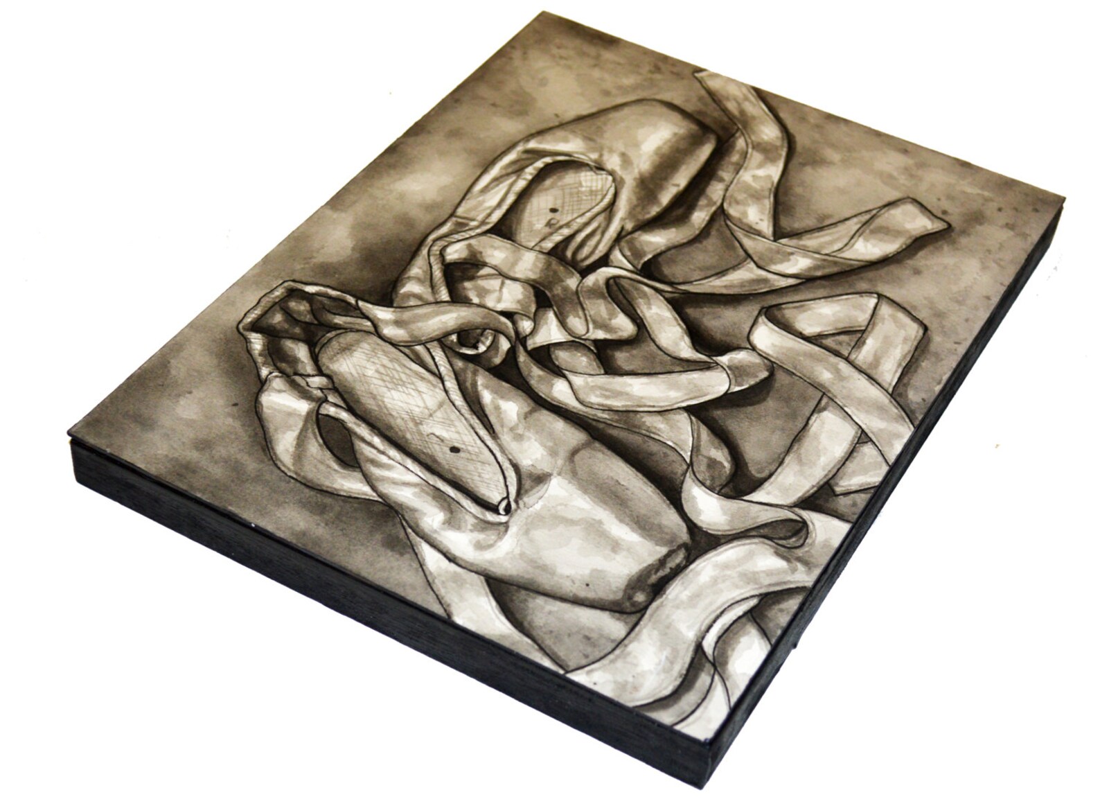 original ink ballet painting - pointe shoes 1