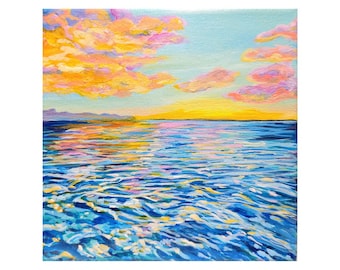 Sunset Ocean original acrylic painting