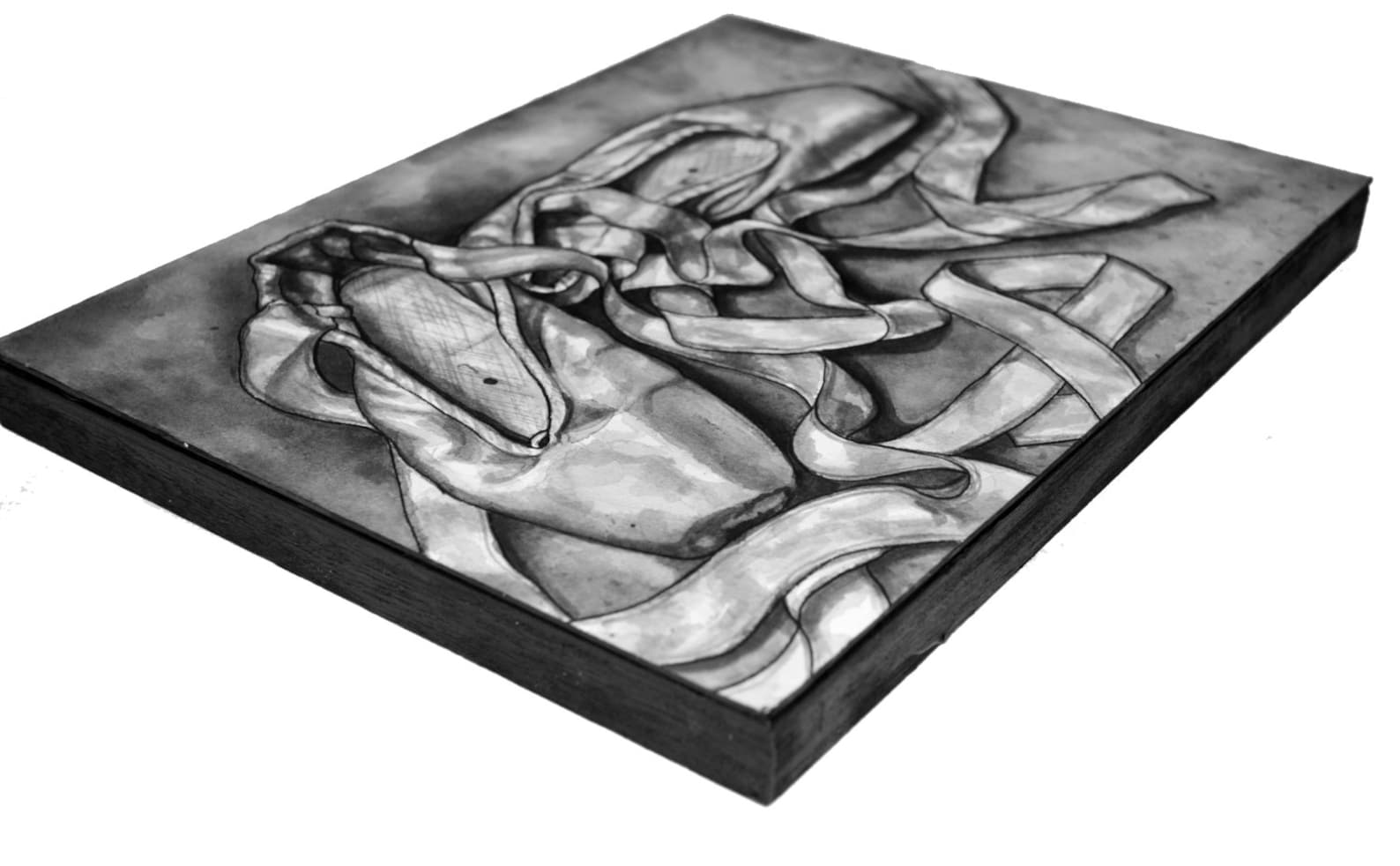 original ink ballet painting - pointe shoes 1