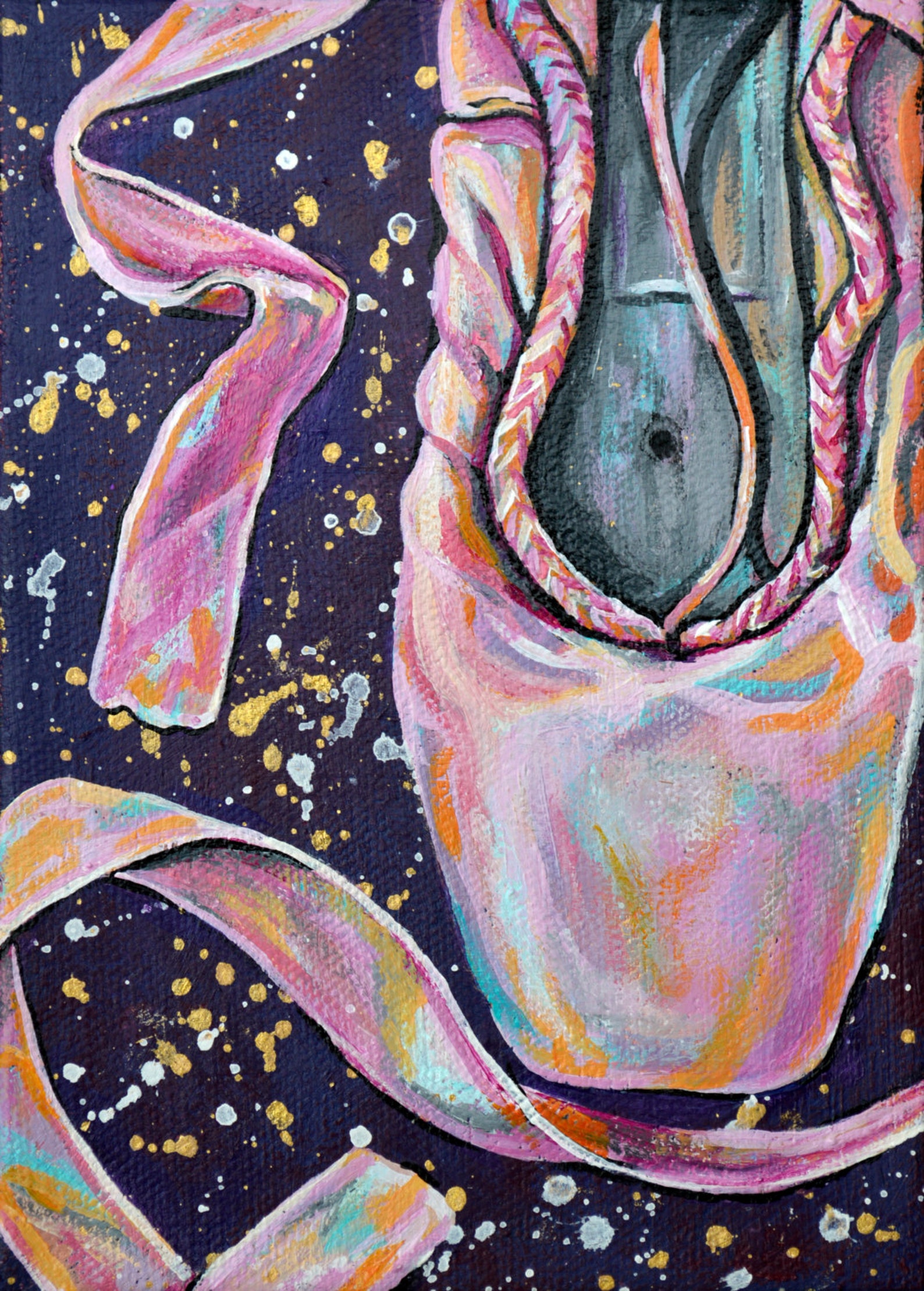 acrylic ballet painting - pointe shoe 4
