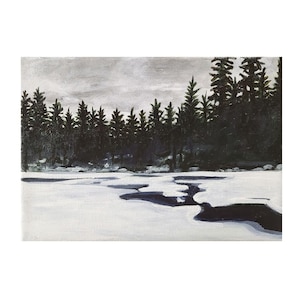 Original Winter Landscape Acrylic Painting