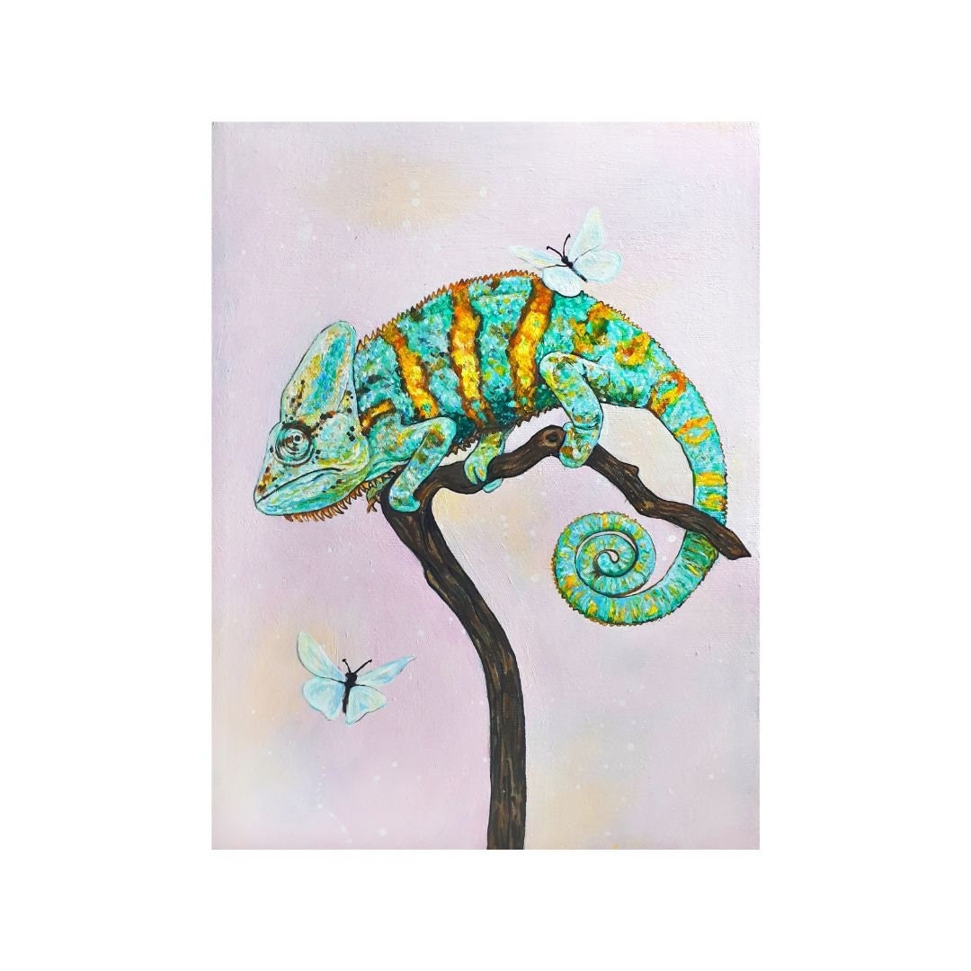 アクリルカメレオンの絵画 - Etsy 日本