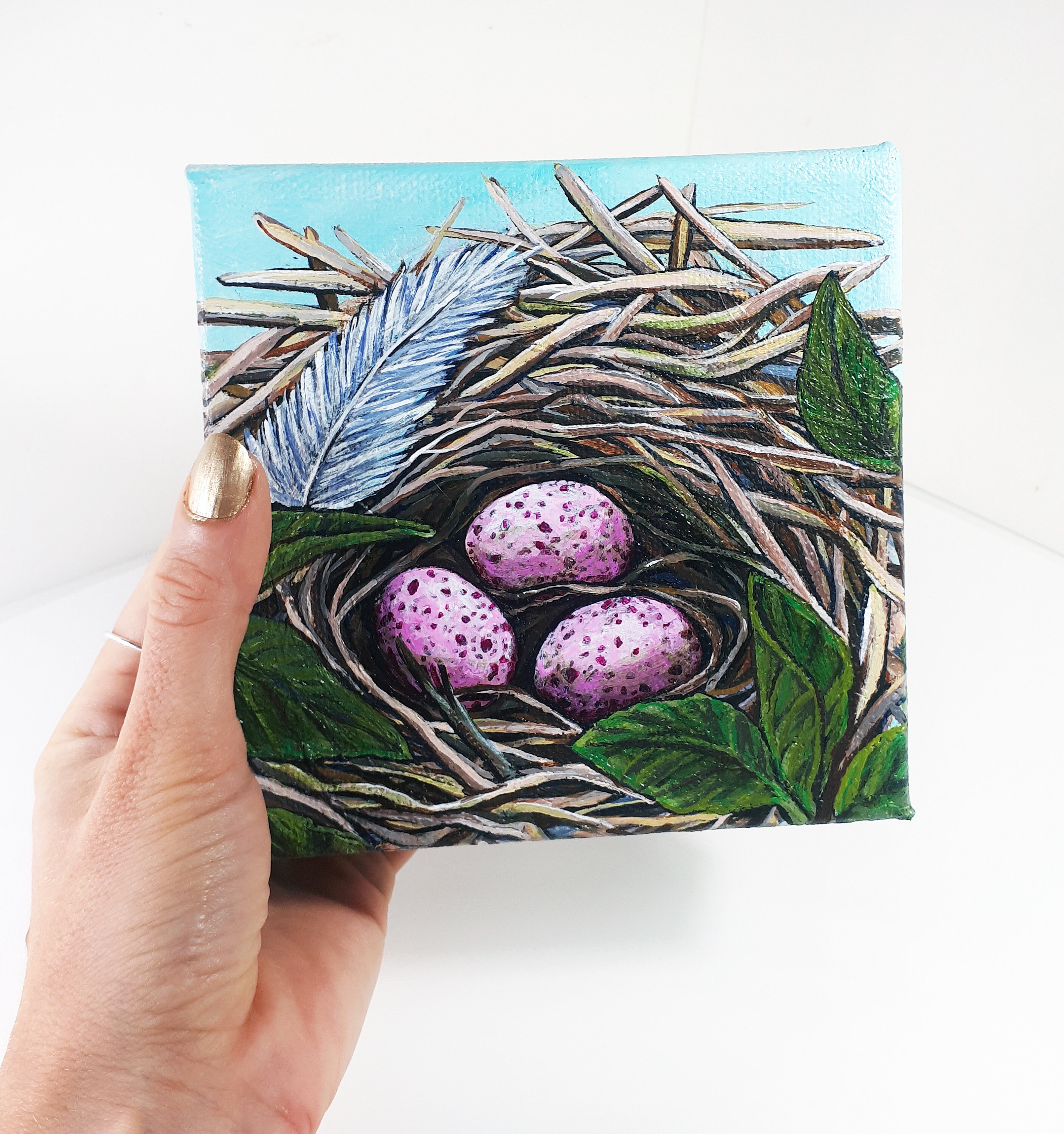 Original Birds Nest Egg Painting 1 Etsy