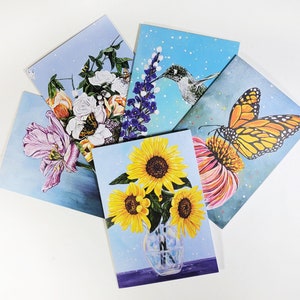 Wenskaarten - Set van 5 Floral bestuiver Blank Cards