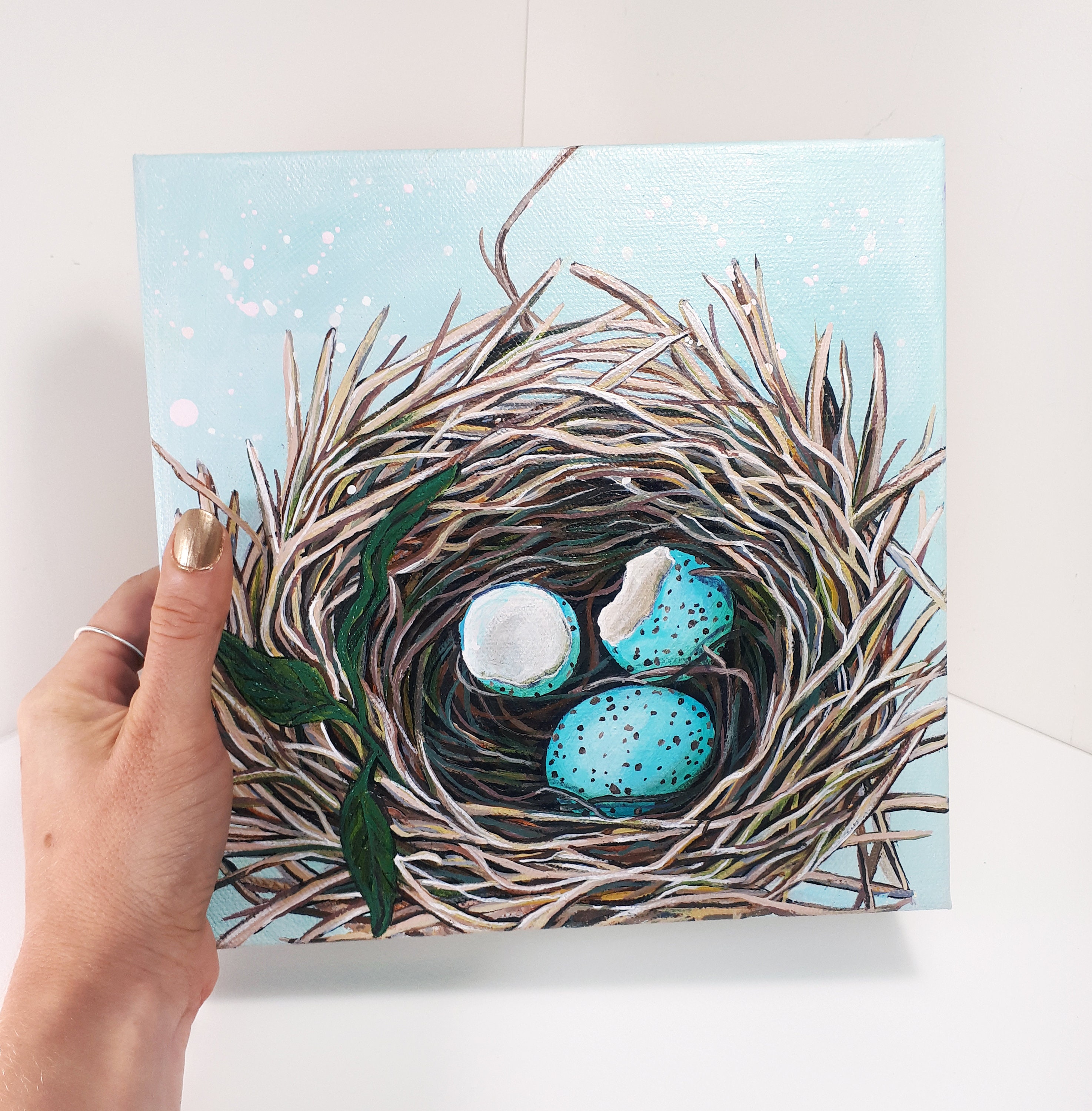 鳥の巣の絵 割れた卵 - 3 - Etsy 日本