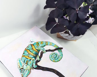 アクリルカメレオンの絵画 - Etsy 日本