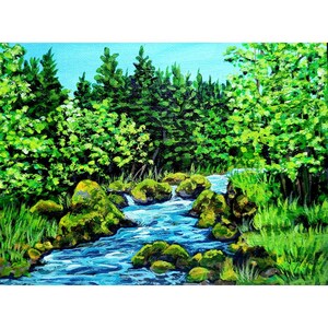 Forest River Landscape acrylic painting - 45