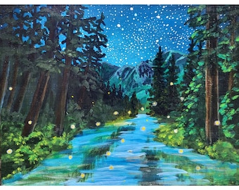 Night sky landscape painting - 38