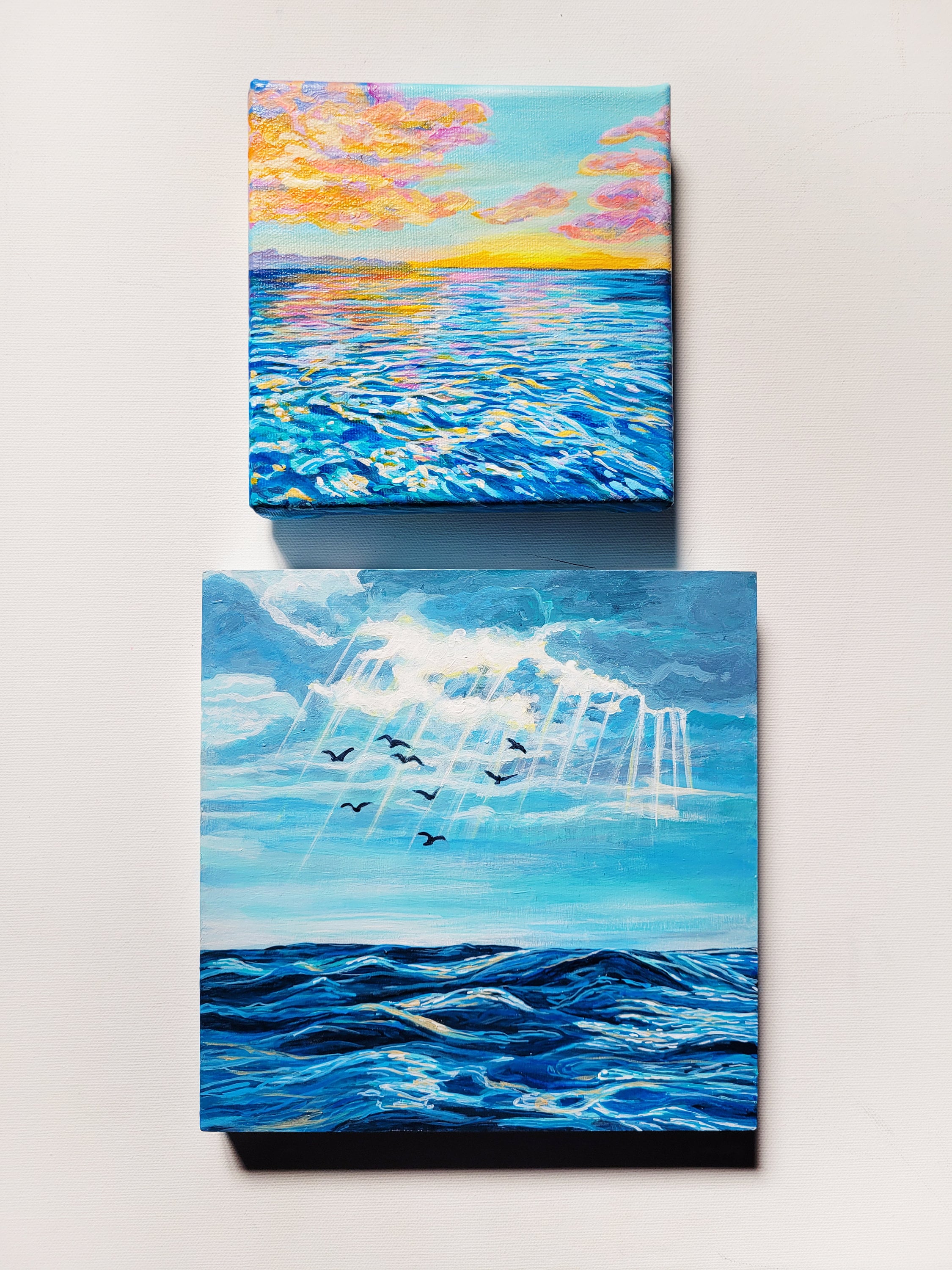 夕日の海オリジナルアクリル画 - Etsy 日本