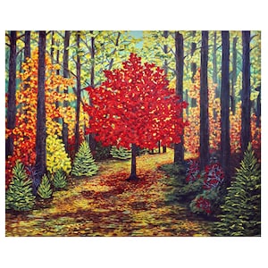 Original Herbst Acryl Landschaft Gemälde